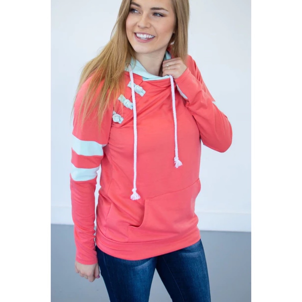 New with tags! Rogue Society Apparel® Coral and Mint Summer Varsity DoubleHoodie